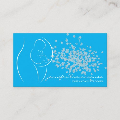 Blue Stylish Doula Birth Coach Pregnant Business Card