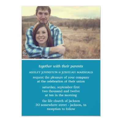 Blue Stylish Photo Wedding Invitations