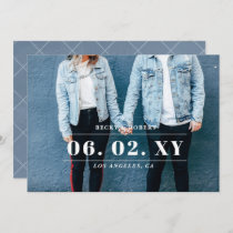 Blue Stylish Simple Modern Typography Photo Save The Date