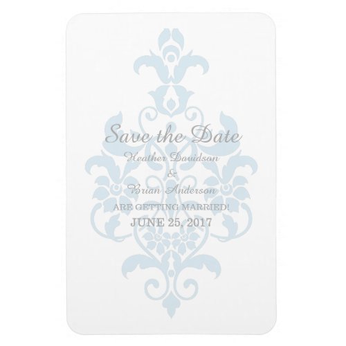 Blue Subtle Damask Save the Date Flexi Magnet