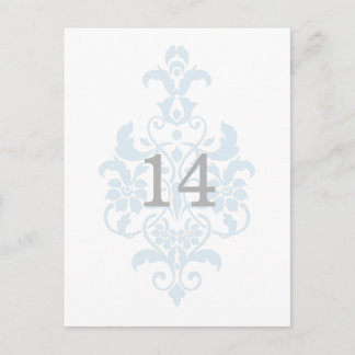 Blue Subtle Damask Table Number Postcard