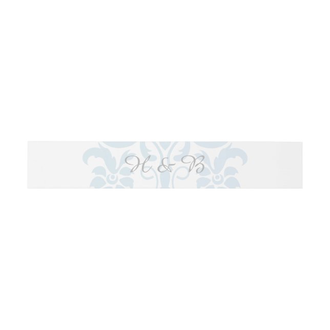 Blue Subtle Damask Wedding Belly Bands Invitation Belly Band (Flat)