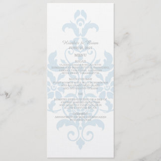 Blue Subtle Damask Wedding Menu