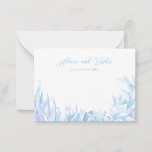 Blue Succulent Baby Shower Advice Botanical Note Card