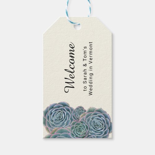 Blue Succulent Welcome Wedding Event Favor Tags