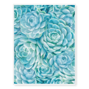 Blue succulents temporary tattoos