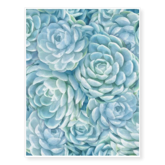 Blue succulents temporary tattoos (Front)