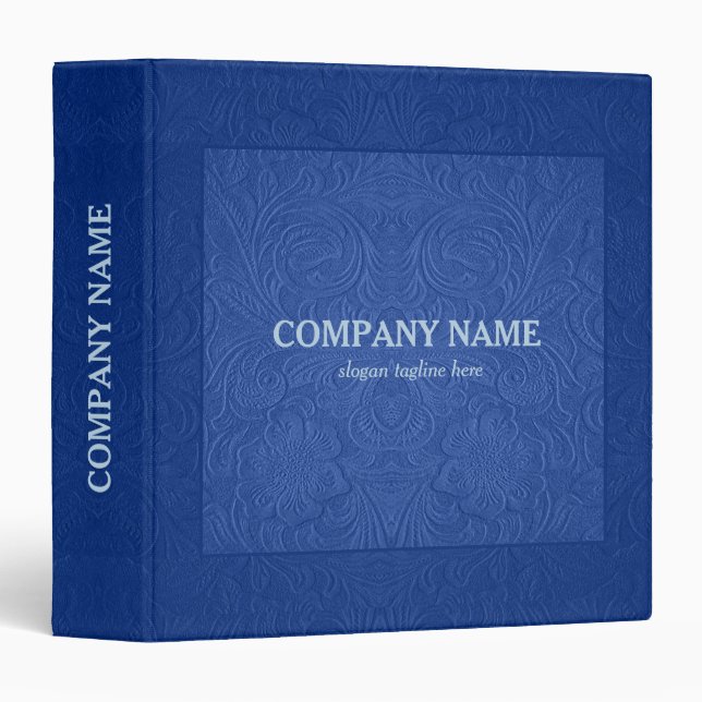 Blue Suede Floral Leather Texture Print Binder (Front/Spine)