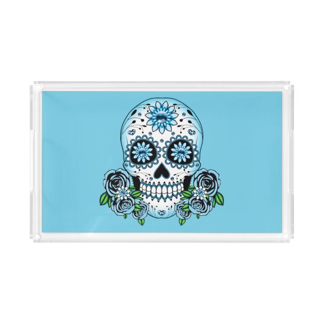 Blue Sugar Skull Acrylic Tray (Front)