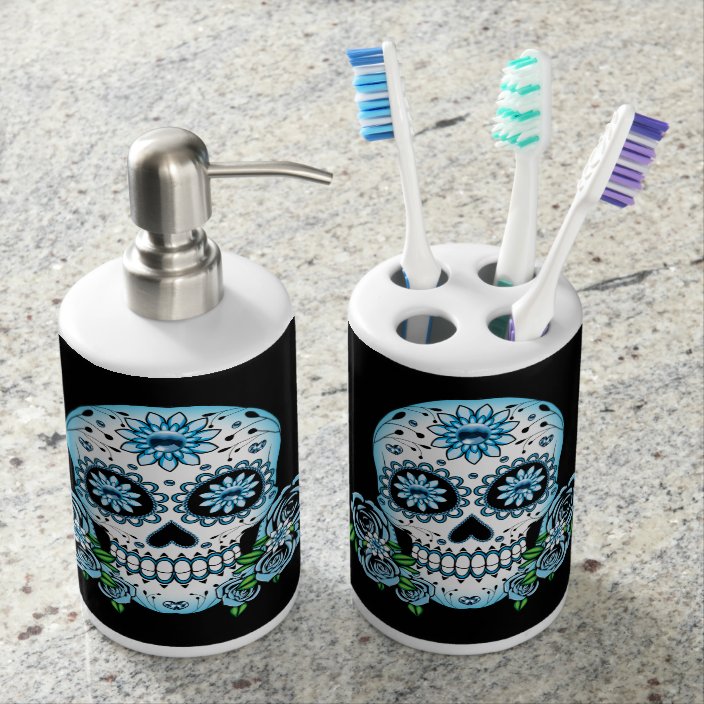 Blue Sugar Skull Bathroom Set Zazzle Blue Sugar Skull Bathroom Set Zazzle
