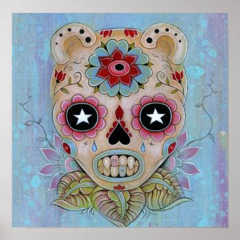 Blue Sugar Skull Canvas Poster by CaiaKoopman at Zazzle
