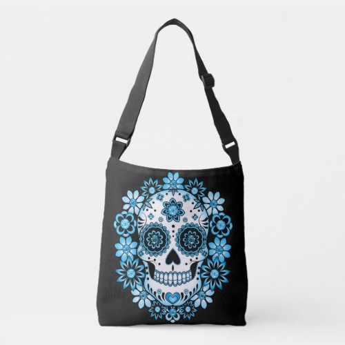 Blue Sugar Skull Crossbody Bag