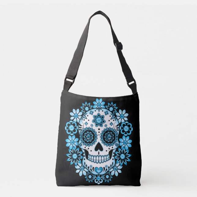 Blue Sugar Skull Crossbody Bag (Front)