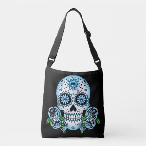 Blue Sugar Skull Crossbody Bag