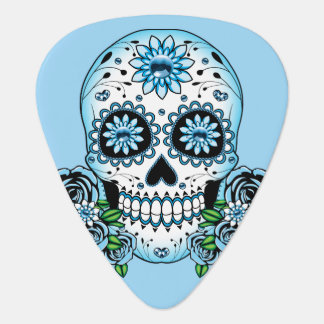 Blue Sugar Skull Guitar Pick