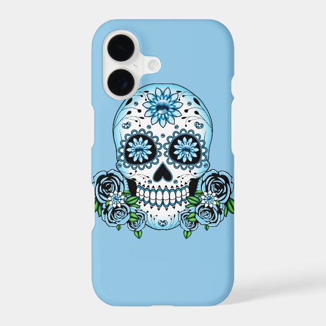 Blue Sugar Skull Iphone Case (Back)