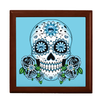 Blue Sugar Skull Jewelry Box
