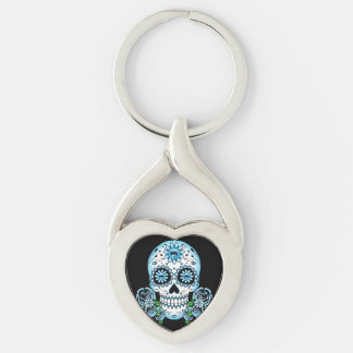 Blue Sugar Skull Keychain