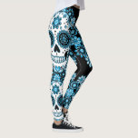 Blue Sugar Skull Leggings