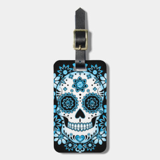 Blue Sugar Skull Luggage Tag
