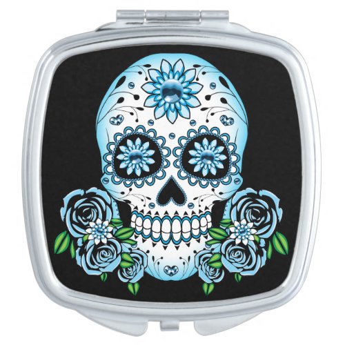 Blue Sugar Skull Mirror For Makeup