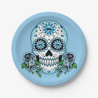 Blue Sugar Skull Paper Plates