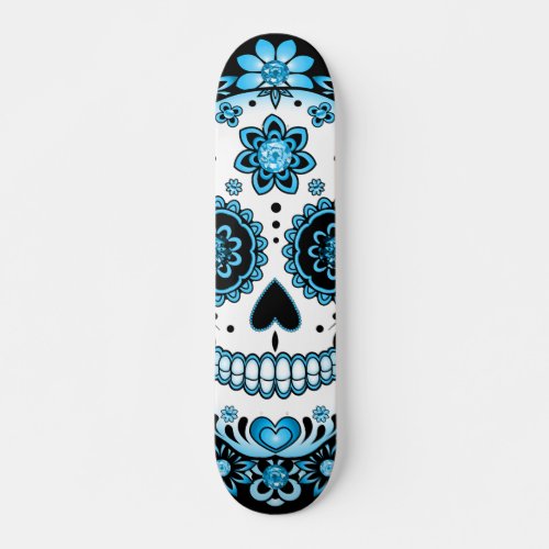 Blue Sugar Skull Skateboard