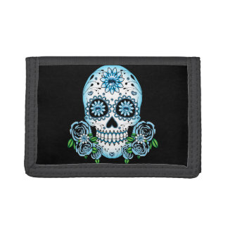 Blue Suger Skull Trifold Wallet