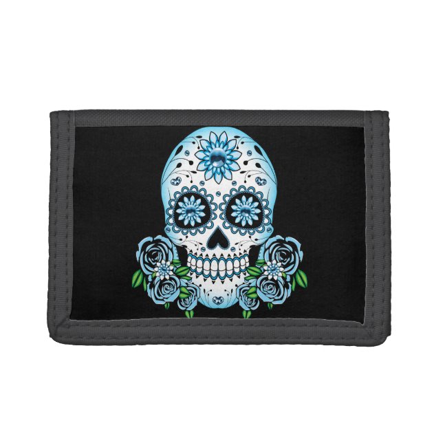 Blue Suger Skull Trifold Wallet (Front)