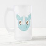 Blue Sumatran Rhino Frosted Glass Beer Mug