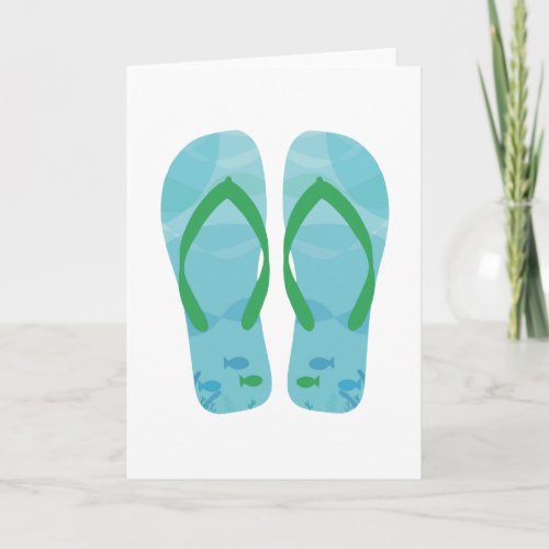 Blue Summer Beach Party Flip Flops Note Cards