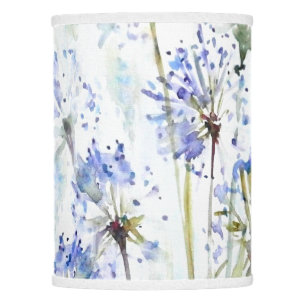 Blue summer flowers watercolor sketch lamp shade