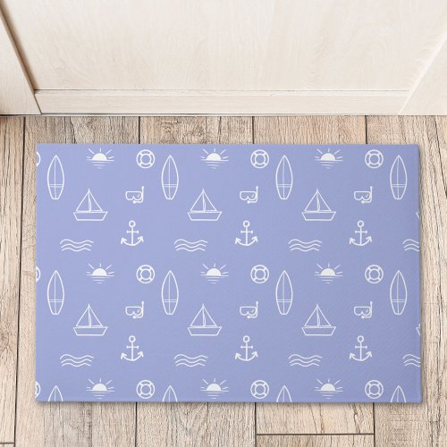 Blue Summer Ocean Nautical Seamless Pattern  Doormat