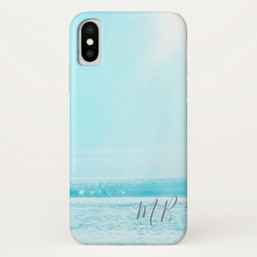 Blue Summer Ocean Seaside  Beach Monogram iPhone X Case