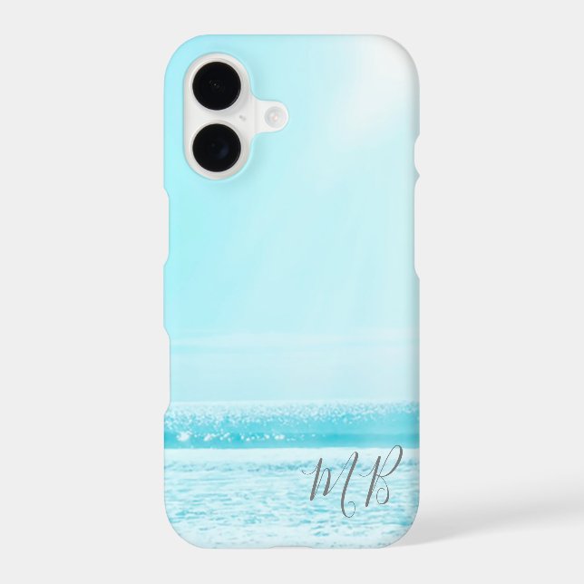 Blue Summer Ocean Seaside  Beach Monogram Iphone Case (Back)