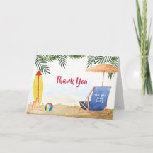 Blue Summer Sand Surfboard Beach Boy Baby Shower  