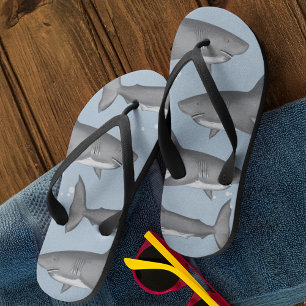 Blue Summer Sharks Cool Pattern  Flip Flops