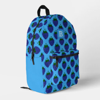 Blue Summer Strawberries Printed Backpack