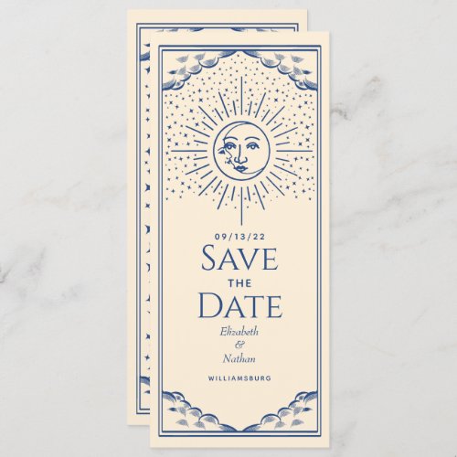 Blue Sun and Moon Tarot Card Save the Date