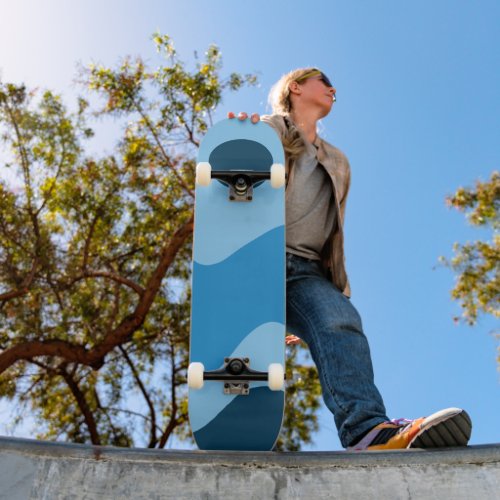 Blue Sun and Wave Half Pipe Skateboard