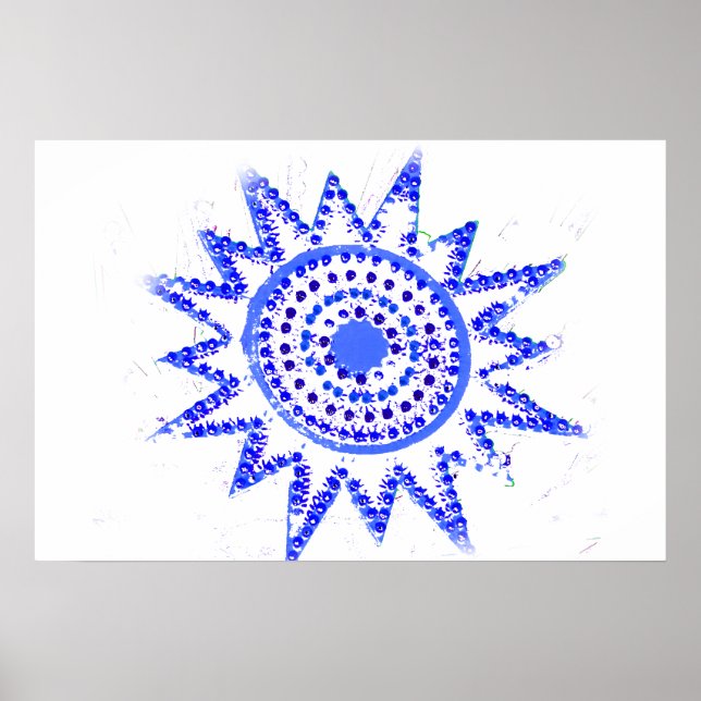 Blue Sun in Lights Grunge Cutout Poster (Front)