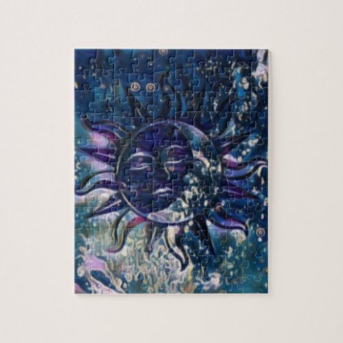 Blue Sun Moon Jigsaw Puzzle