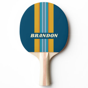 Blue Sun Rally Stripe with Name Ping Pong Paddle