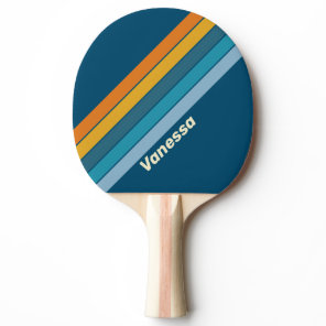 Blue Sun Striped with Name Ping Pong Paddle
