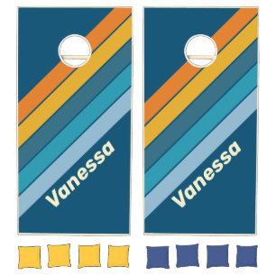 Blue Sun with Name Cornhole Set