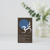 Blue Sun Yoga Spiritual Indian Writing Om Ohm Logo Business Card (Standing Front)