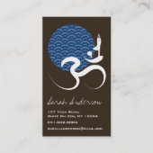 Blue Sun Yoga Spiritual Indian Writing Om Ohm Logo Business Card (Front)