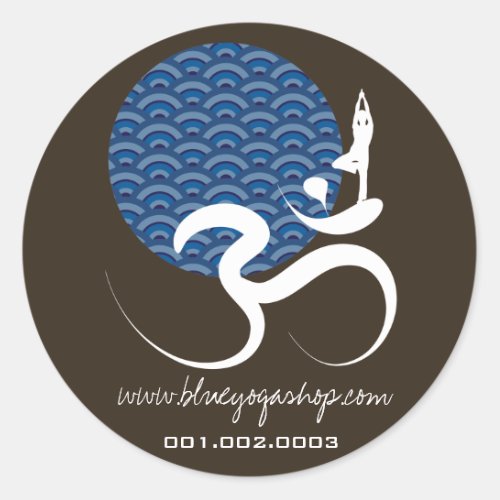 Blue Sun Yoga Spiritual Indian Writing Om Ohm Logo Classic Round Sticker