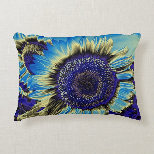 Blue Sunflower Accent Pillow (Front)
