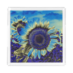 Blue Sunflower Acrylic Tray